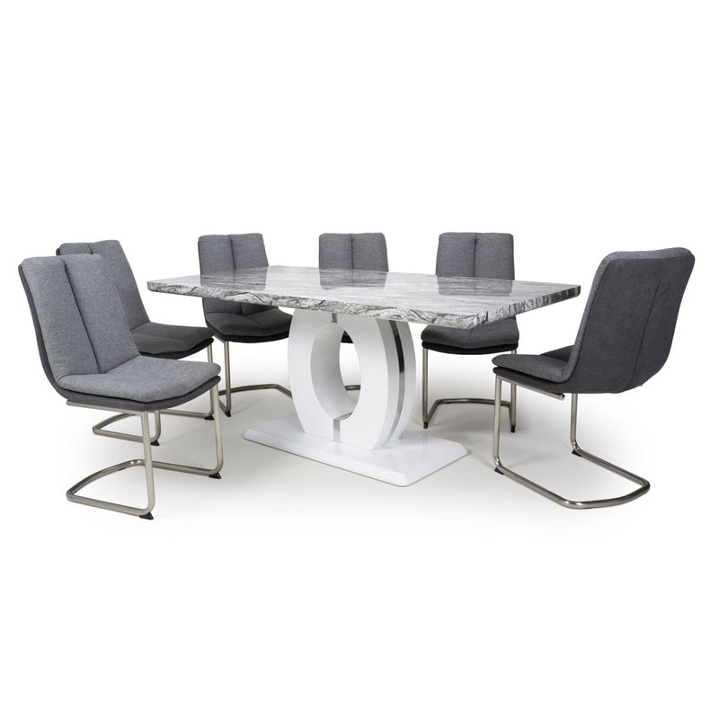 Neptune Marble Top Dining Table with 6 Chairs by Lavishway | Dining Table Set-27090