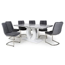 Neptune Marble Top Dining Table with 6 Chairs by Lavishway | Dining Table Set-27091