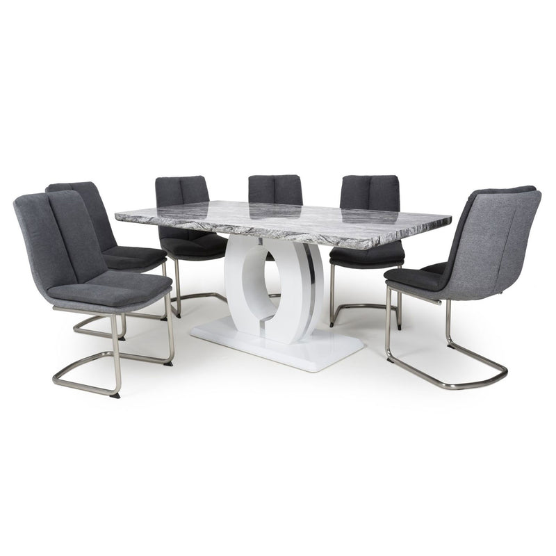 Neptune Marble Top Dining Table with 6 Chairs by Lavishway | Dining Table Set-27091