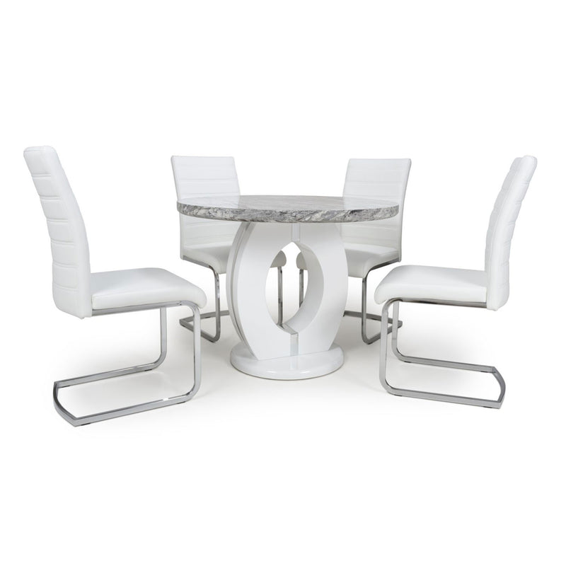 Neptune Round Dining Table With 4 Chairs by Lavishway | Dining Table Set-27097