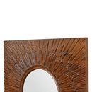 Nero Chestnut Finish Carved Frame Wall Mirror by Lavishway | Wall Mirrors-58244
