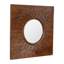Nero Chestnut Finish Carved Frame Wall Mirror by Lavishway | Wall Mirrors-58239