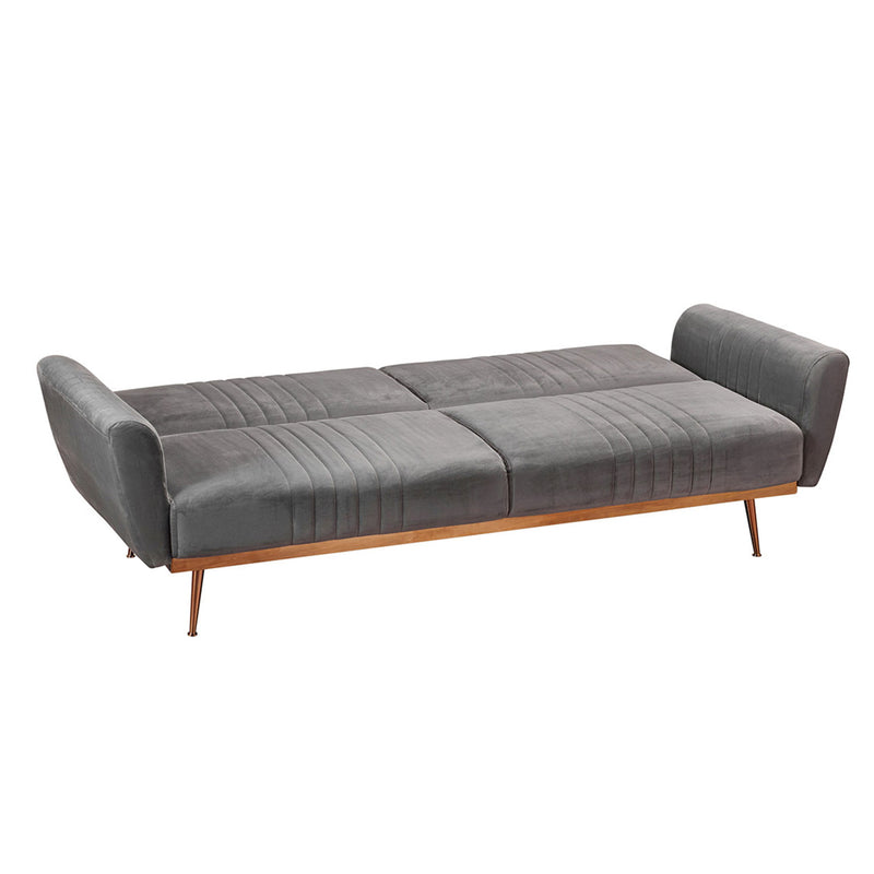 Nico Grey Velvet 2 Seater Sofa Bed by Lavishway | Velvet Sofa-28439