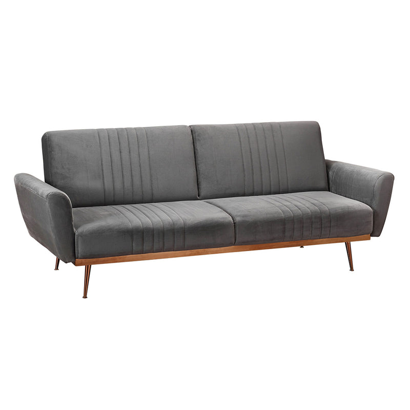 Nico Grey Velvet 2 Seater Sofa Bed by Lavishway | Velvet Sofa-28438