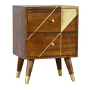 Nimbus 2 Drawers Brass Pattern Bedside Table by Lavishway | Bedside Tables-59836