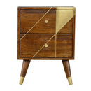 Nimbus 2 Drawers Brass Pattern Bedside Table by Lavishway | Bedside Tables-59837