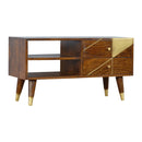 Nimbus 2 Drawers Brass Pattern Media Unit by Lavishway | TV Units Cabinets-59805