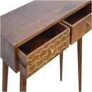 Nimbus Brass Pattern 2 Drawers Console Table by Lavishway | Hallway Console Table-59846