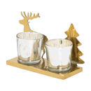 Noel Gold Antique Two Tealight Holder by Lavishway | Ornaments & Decoration-50669