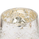 Noel Silver Foil Effect Glass Candle Holder by Lavishway | Candle Holders-50564
