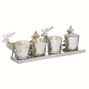 Noel Silver Antique Four Tealight Holder by Lavishway | Ornaments & Decoration-50659