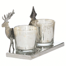 Noel Silver Antique Two Tealight Holder by Lavishway | Ornaments & Decoration-50649