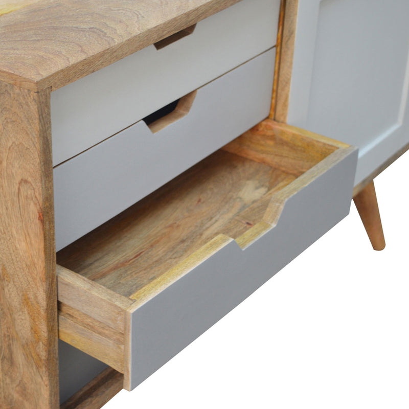 Nordic Solid Sliding Doors 4 Drawers Cabinet by Lavishway | Hallway Cabinets-58212