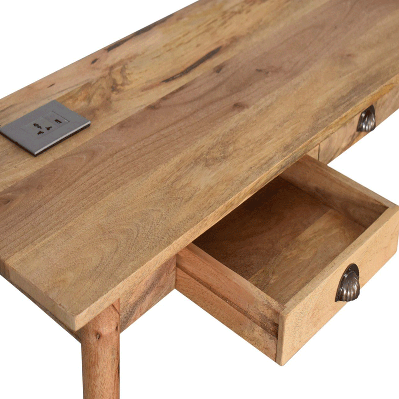 Nordic 2 Drawers & Cable access Writing Desk by Lavishway | Reclaimed Wood Desks-58205