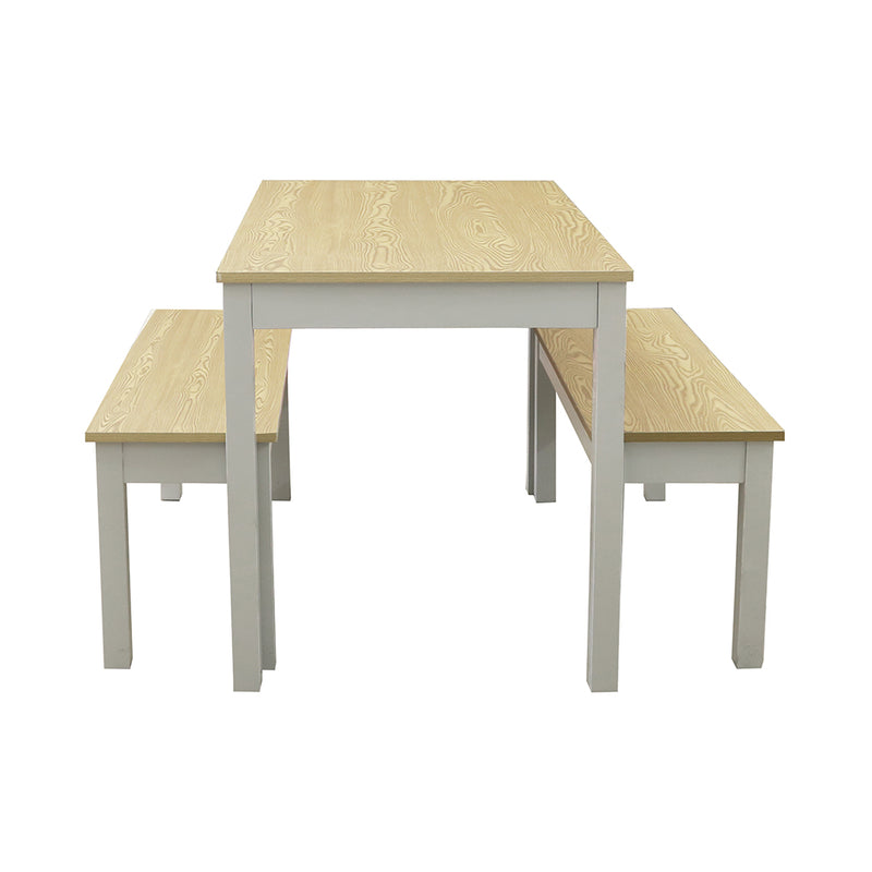 Ohio Oak Finish Grey Bench Dining Set by Lavishway | Dining Table Set-35329