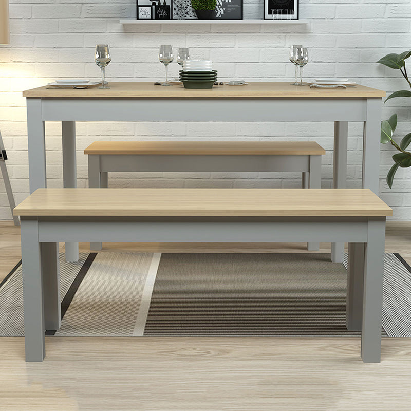 Ohio Oak Finish Grey Bench Dining Set by Lavishway | Dining Table Set-35328