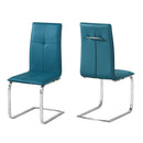 Opus Teal Leather Dining Chair Set of 2 by Lavishway | Dining Chairs-35276