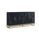Orlando Black 4 Doors Sideboard & Mirror by Lavishway | Wall Mirrors-24328