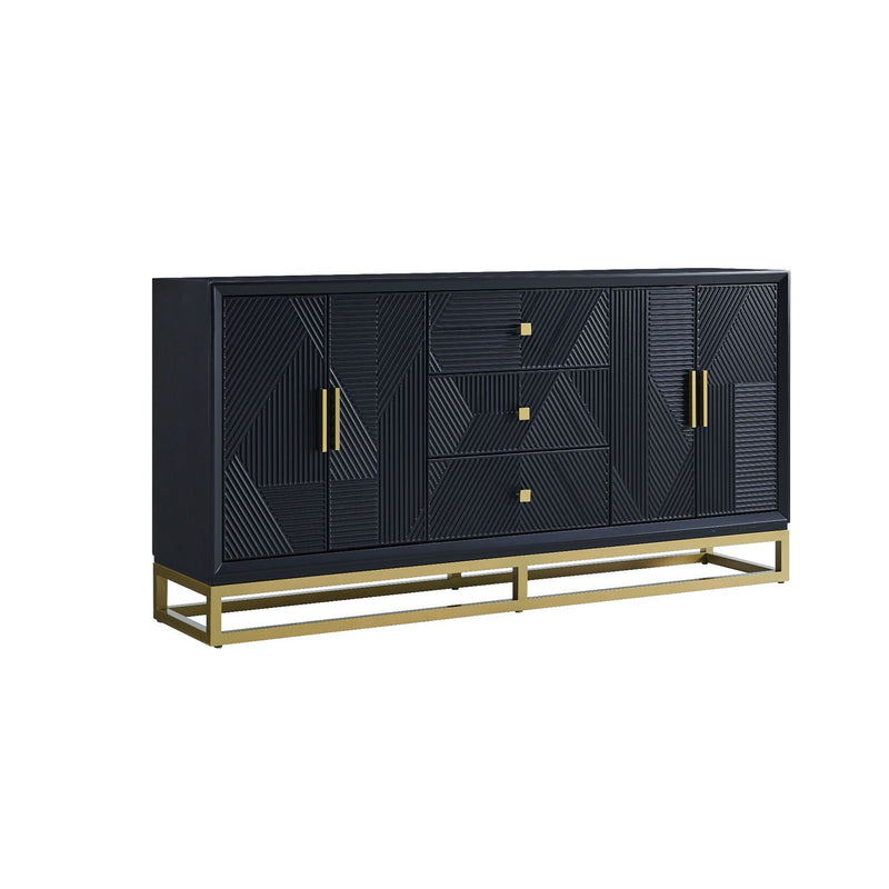 Orlando Black 4 Doors Sideboard & Mirror by Lavishway | Wall Mirrors-24328