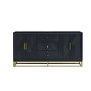 Orlando Black 4 Doors Sideboard & Mirror by Lavishway | Wall Mirrors-24329