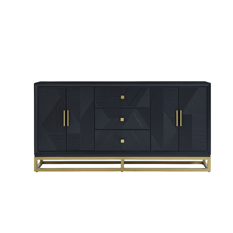 Orlando Black 4 Doors Sideboard & Mirror by Lavishway | Wall Mirrors-24329