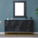 Orlando Black 4 Doors Sideboard & Mirror by Lavishway | Wall Mirrors-24327
