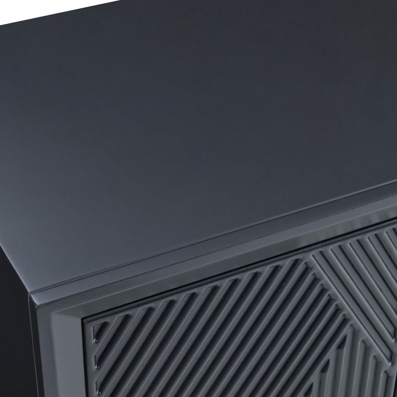 Orlando Black 4 Doors Sideboard & Mirror by Lavishway | Wall Mirrors-24336