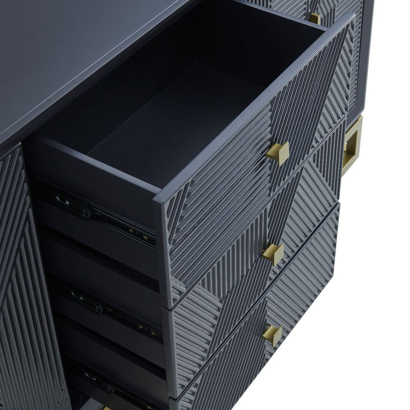 Orlando Black 4 Doors Sideboard & Mirror by Lavishway | Wall Mirrors-24335