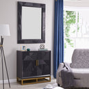 Orlando Black Finish 2 Doors Chest & Mirror by Lavishway | Wall Mirrors-24448
