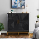 Orlando Black Finish 2 Doors Chest & Mirror by Lavishway | Wall Mirrors-24451