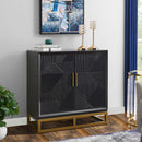 Orlando Black Finish 2 Doors Chest & Mirror by Lavishway | Wall Mirrors-24449
