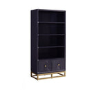 Orlando Black Gloss Finish 2 Drawers Bookcase by Lavishway | Book Shelves and Cabinets-24418