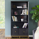 Orlando Black Gloss Finish 2 Drawers Bookcase by Lavishway | Book Shelves and Cabinets-24417