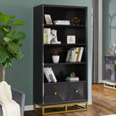 Orlando Black Gloss Finish 2 Drawers Bookcase by Lavishway | Book Shelves and Cabinets-24416