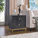 Orlando Black Finish 2 Drawers Side Table by Lavishway | Bedside Tables-24423
