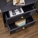 Orlando Black Finish 2 Drawers Side Table by Lavishway | Bedside Tables-24425