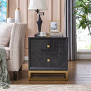 Orlando Black Finish 2 Drawers Side Table by Lavishway | Bedside Tables-24424