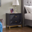 Orlando Black Finish 2 Drawers Side Table by Lavishway | Bedside Tables-24421