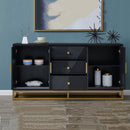 Orlando Black Gloss Wooden 4 Doors Sideboard by Lavishway | Sideboards-24351