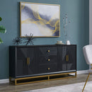 Orlando Black Gloss Wooden 4 Doors Sideboard by Lavishway | Sideboards-24350