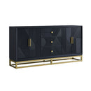 Orlando Black Gloss Wooden 4 Doors Sideboard by Lavishway | Sideboards-24355