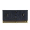 Orlando Black Gloss Wooden 4 Doors Sideboard by Lavishway | Sideboards-24354
