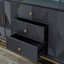 Orlando Black Gloss Wooden 4 Doors Sideboard by Lavishway | Sideboards-24352