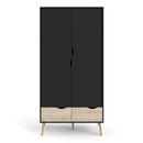 Oslo Black & Oak Finish 2 Doors Wardrobe