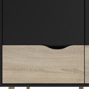 Oslo Black & Oak Finish 3 Doors Wardrobe