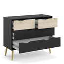 Oslo Black & Oak Finish 4 Chest Of Drawers