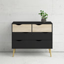 Oslo Black & Oak Finish 4 Chest Of Drawers