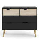 Oslo Black & Oak Finish 4 Chest Of Drawers