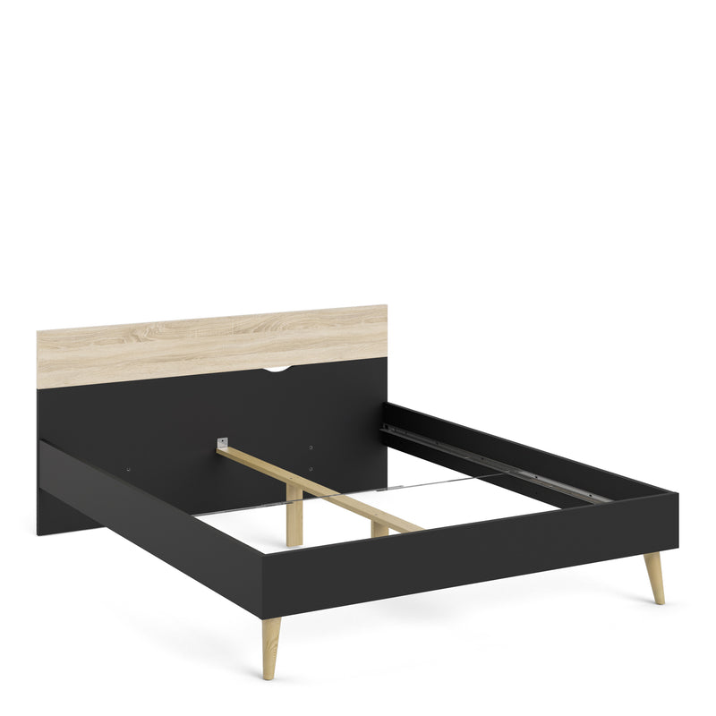 Oslo Euro Black & Oak Finish King Size Bed