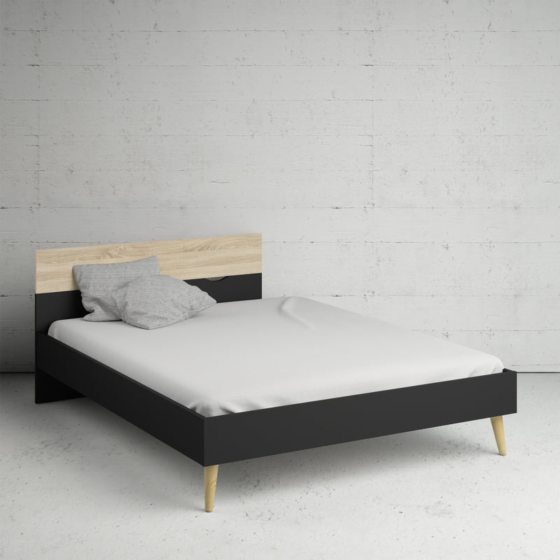 Oslo Euro Black & Oak Finish King Size Bed